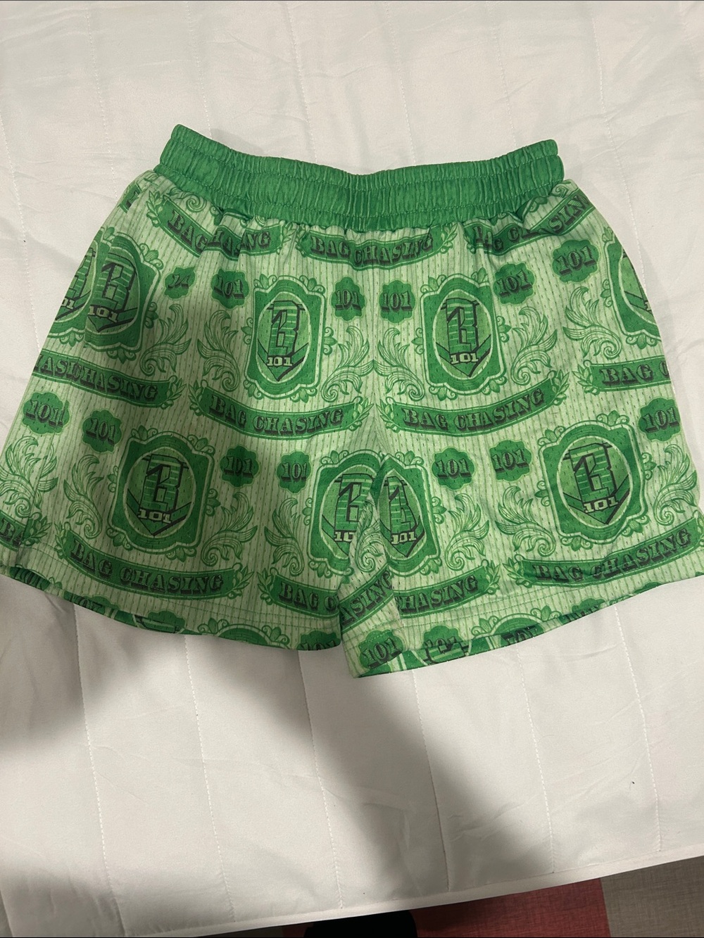 Green Printed Kids Shorts